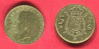 Spanien Spain 5 Pesetas (1980) Madrid Abschlag auf einem Messing-Schrötling Fehlprägung Mint Error -