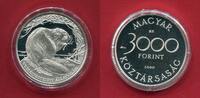 Ungarn 3000 Forint Silbermünze Endangered Wildlife - Biber -