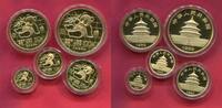 China Peoples Republic PRC Set Satz Selten Gold 1989 P Panda Set 5 bis 100 Yuan 59,04 g Gold Poliert