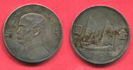 China Republik Junk Dollar 1 Yuan Silber Sun Yat-sen Dschunke Junk Dollar Yr. 23 Sun Yat Sen -