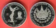El Salvador 5 Colones Silbermünze 1971 150. Jahrestag der Unabhängigkeit Polierte Platte (minimal berührt, leichte Haarlinien)