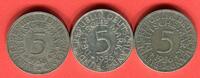 Bundesrepublik Deutschland 3 x 5 DM - Deutsche Mark Silberadler Lot D F J - kompletter Jahrgangssatz -