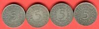 Bundesrepublik Deutschland 4 x 5 DM - Deutsche Mark Silberadler Lot D F G J - kompletter Jahrgangssatz -