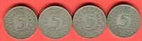 Bundesrepublik Deutschland 4 x 5 DM - Deutsche Mark Silberadler Lot D F G J - kompletter Jahrgangssatz -