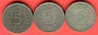 Bundesrepublik Deutschland 3 x 5 DM - Deutsche Mark Silberadler Lot D F G - OHNE J -