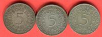 Bundesrepublik Deutschland 3 x 5 DM - Deutsche Mark Silberadler Lot D F J - kompletter Jahrgangssatz -