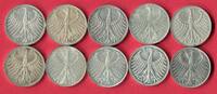 Bundesrepublik Deutschland 10 * 5 Mark Silbermünzen Silberadler-Lot 10 Münzen -