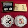 China 2 x 10 Yuan Silbermünzen 2012 Chinese Peking Opera Facial Mask - Series III. - Tao Hong & Zhan