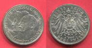 Anhalt Dessau Deutschland Germany 3 Mark 25. Hochzeitstag von Friedrich II. und Marie von Baden Silberhochzeit -