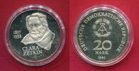 DDR 20 Mark Silbermünze 125. Geburtstag von Clara Zetkin PP -