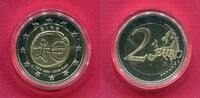 Irland, Ireland 2 Euro Gedenkmünze 2009 Währungsunion 1999-2009 Polierte Platte mit Kapsel & Box