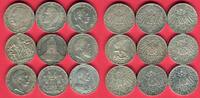 Bayern, Hamburg, Preußen, Sachsen, Württemberg 9 x 3 Mark Silbermünzen Kaiserreich Lot 9 Typen -