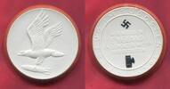 Deutschland Germany 1933 - 1945 Porzellan Medaille Weiß Meissner Feldzug im Südosten England Schlagen Farbapplikation Braun Schwarz -
