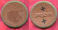 Deutschland Germany 1933 - 1945 Porzellan Medaille Braun Meissner Erinnerung 1. - 10. Oktober Sudetengebiet Farbapplikation Grün Schwarz -