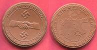 Deutschland Germany 1933 - 1945 Porzellan Medaille Braun Meissner Erinnerung 15. - 22. März Besetzung der Tschechoslowakei ohne Farbapplikation -