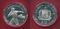 Samoa 10 Dollars Silbermünze Olympische Spiele 1992 Barcelona - Kugelstoßen -