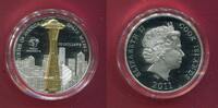 Cook-Inseln 10 Dollars Silbermünze Space Needle Skulpturmünze (1 oz, m. 24-Karat-Teilvergoldung) -