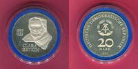 DDR 20 Mark Silbermünze 125. Geburtstag von Clara Zetkin PP -