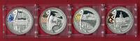 China 4 x 10 Yuan Silbermünzen Olympische Spiele 2008 Peking - Vier Motive (4 x 1 oz, m. Farbapplika