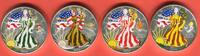 USA 4 x 1 Dollar Silbermünzen Walking Liberty - Vier Jahreszeiten - Märchen Privy Marks - Fairy Tales -