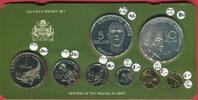 National Coinage of Guyana KMS 1 Cent - 10 Dollar 1977 Proof Set - Silber + Ku/Ni Polierte Platte au