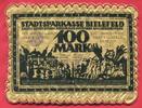 Bielefeld Notgeld der besonderen Art 100 Mark 15. Juli 1921 Seide mit Borte Goldfarben Rückseite bes