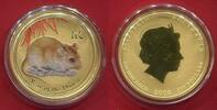 Australien Australia 100 Dollars Gold Jahr der Maus Mouse Lunar Serie II Coloured Offizielle Farbmünze Auflage -