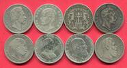 Kaiserreich 8 x 5 Mark Silbermünzen 1874 - 1914 Lot aus acht 5 Mark-Münzen, verschiedene Typen versc
