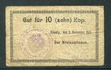 Litauen 10 Kopeken Notgeld Banknote Geldschein Siady Seda 2. November 1915 Kreisamtmann Handstempel 
