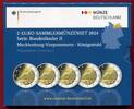 Deutschland, BRD 5 x 2 Euro Sammlermünzen Serie Bundesländer II - Mecklenburg-Vorpommern - Königsstuhl -