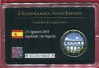 Spanien 2 Euro Farbprägung vergoldet 2 Euro Golden Stars-Edition - Äquadukt von Segovia -
