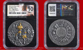 Niue 5 Dollars Silber 2 Unzen Ounces Gengis Khan Teilvergoldet Hohes Relief High Relief -