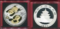 China 10 Yuan Silbermünze mit 24k Goldauflage Pandas -