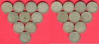 Germany, Third Reich 1933- 1945 10 x 2 Reichsmark Silber Kursmünzen Paul von Hindenburg -