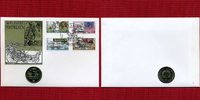 DDR Numisbrief mit 5 Mark DDR Cu/Ni DDR Numisbrief 1990 mit 5 Mark DDRPostwesen Postkutsche