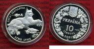 Ukraine 10 Hryven 1 Unze Silber Tierserie Ukraine 10 Hryvnias 2001 Luchs Lynx Tierserie Silber, PP