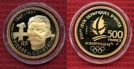 Frankreich France 500 Francs Goldmünze Oly Albertville Coubertin