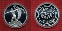 Griechenland, Greece 10 Euro Silbermünze Griechenland 10 Euro Silber, 2004 Olympische Spiele Athen PP Diskuswerfer