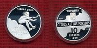 Ukraine 10 Hryven Silber Ukraine 10 Hryvnias 1999 Olympische Spiele Sydney Weitsprung Silber, PP