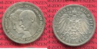 Anhalt 3 Mark Silber Gedenkmünze Anhalt 3 Mark 1914, Silberhochzeit des Herzogspaares, J. 25