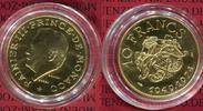 Monaco 10 Francs Goldmünze Monaco 10 Francs 1974 Gold Probe Essai, Rainier III. Изображение