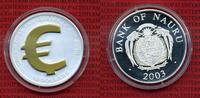 Nauru 10 Dollars Silbermünze Nauru 2003 10 Dollars Skulpturmünze Euro Teilvergoldet Kapsel -