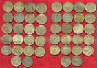 III. Reich 22 x 5 Reichsmark Lot III. Reich 22 x 5 Reichsmark 1934-1936 Kursmünzen Lot