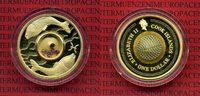 Cook Islands 1 Dollar Edelsteine Zodiac Sternzeichen Cook Islands 1 Dollar Sternzeichen Fische mit Edelsteinen vergoldet PP 写真
