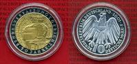 Bundesrepublik Deutschland 10 DM Silbermünze mit Goldapplikation 10 DM 2001, 50 Jahre Bundesverfassungsgericht, teilvergoldet