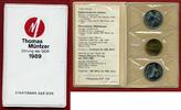 Deutschland 2 x 5 Mark DDR Cu/Ni in Plastikfolder Zwickau/Mühlhausen + 1 x Medaille mit Zertifikat