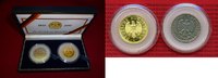 Bundesrepublik Deutschland 1 DM Gold - Mark + 1 DM 1950 D Goldmark 2001 G 1 DM Gold, Stgl. mit Originalkapsel in Box mit 1 DM 1950 D ss