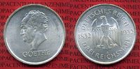 Weimarer Republik Deutsches Reich 3 Mark Silber Gedenkmünze Weimarer Republik 3 Mark 100. Todestag von Goethe 1932 A Silber