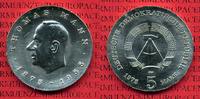 DDR 5 Mark DDR Neusilber DDR 5 Mark 1975 Cu/Ni ( Neusilber ) 100. Geburtstag von Thomas Mann