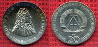 DDR 20 Mark Silbermünze DDR DDR 20 Mark 1966 Gottfried Wilhelm Leibniz Silber